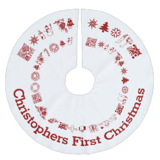 Saia Para Árvore De Natal De Poliéster Bebês personalizados primeiro Natal