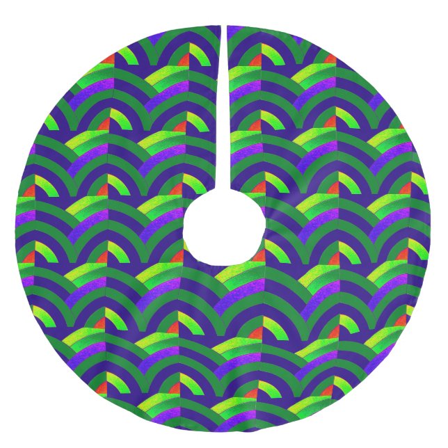 Saia Para Árvore De Natal De Poliéster bebidas espirituosas verdes/vermelhas de férias (Frente)