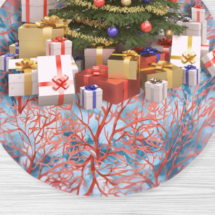 Saia Para Árvore De Natal De Poliéster Beijo de Pêssego Coral Índigo Shibori Natal Costei