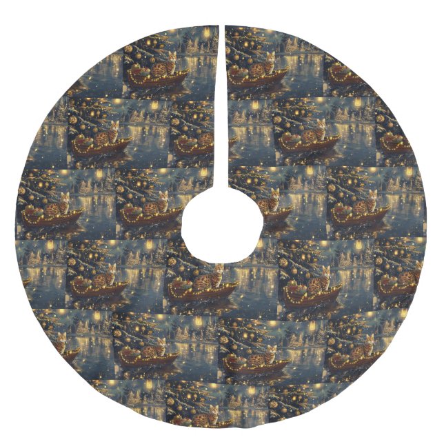 Saia Para Árvore De Natal De Poliéster Bengala Cat Natal Viagem Festiva (Frente)