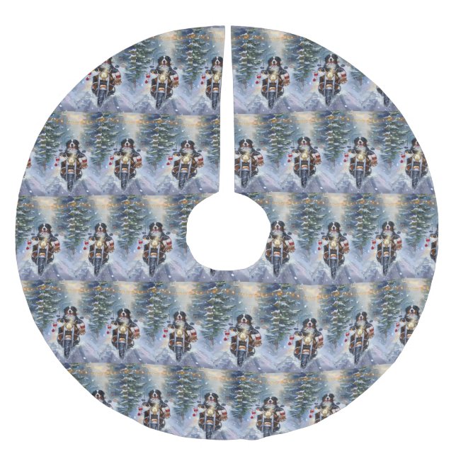 Saia Para Árvore De Natal De Poliéster Bernese Mountain Dog no natal (Frente)