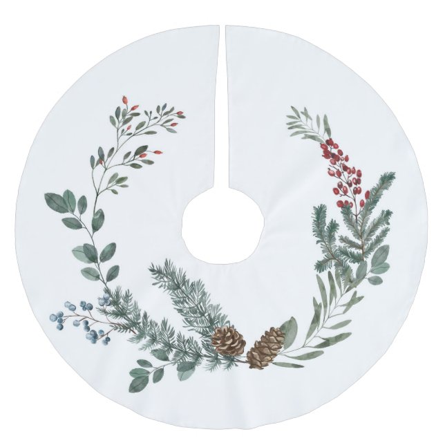 Saia Para Árvore De Natal De Poliéster Berries e pinecones (Frente)