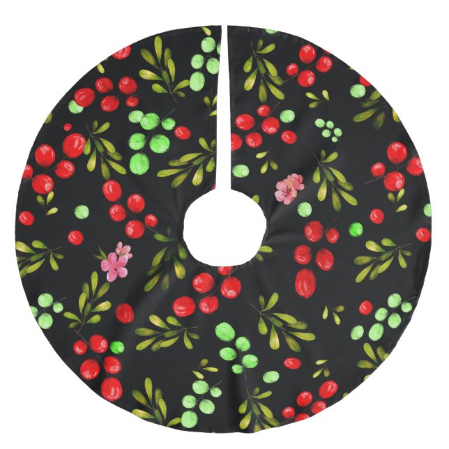 Saia Para Árvore De Natal De Poliéster Berries Pattern (Frente)