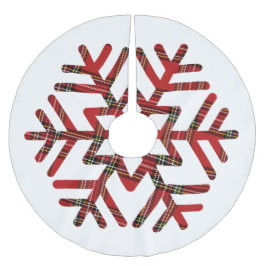 Saia Para Árvore De Natal De Poliéster Big Tartan Snowflake Red and White