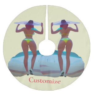 Saia Para Árvore De Natal De Poliéster Bikini Booty Beach Girl Thunder_Cove