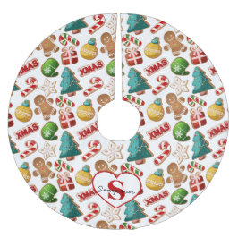 Saia Para Árvore De Natal De Poliéster Biscoito de Gengibre Personalizado Natalino