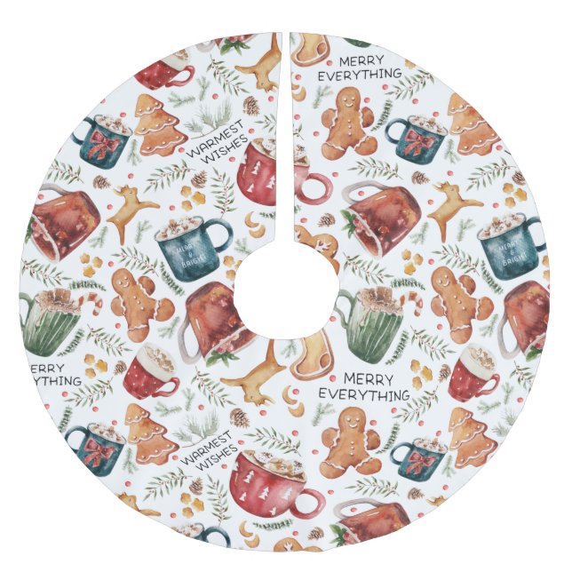 Saia Para Árvore De Natal De Poliéster Biscoitos de chocolate quente (Frente)