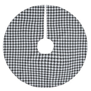 Saia Para Árvore De Natal De Poliéster Black and White Houndstooth by Shirley Taylor