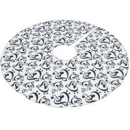 Saia Para Árvore De Natal De Poliéster Black White Treble Bass Clef Heart Music Natal