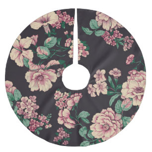 Saia Para Árvore De Natal De Poliéster Blooms digitais: Design de flor de aquarela