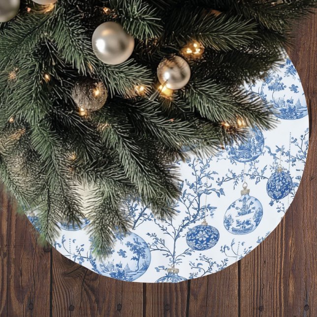 Saia Para Árvore De Natal De Poliéster Blue Chinoiserie Christmas (Criador carregado)