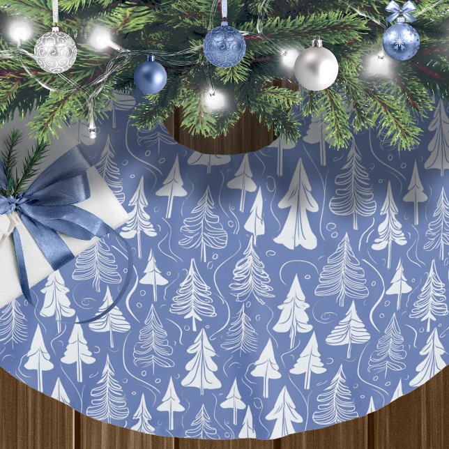 Saia Para Árvore De Natal De Poliéster Blue Christmas Pattern#6 ID1009 (Criador carregado)