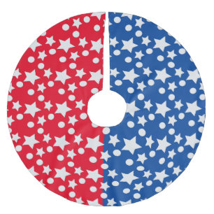 Saia Para Árvore De Natal De Poliéster Blue Stars Quarto de julho Patriótico Padrão Verme