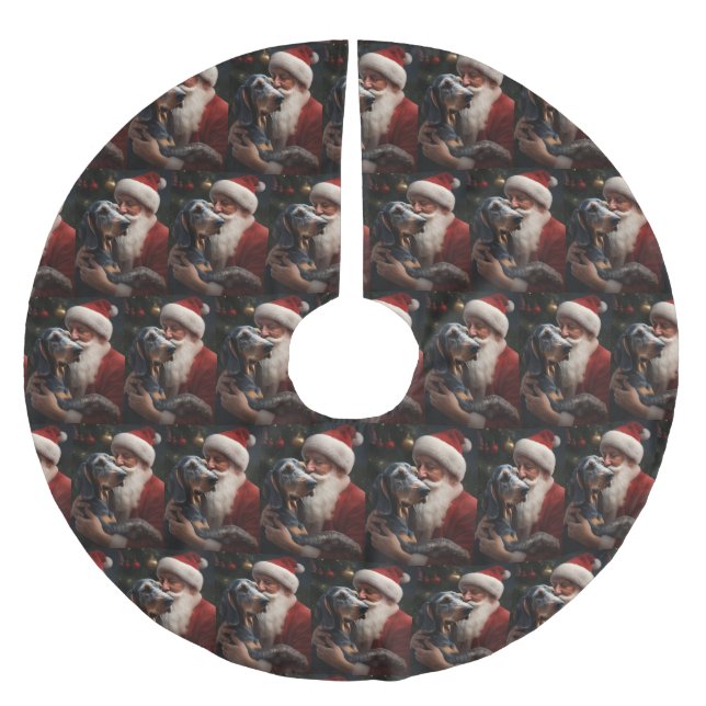 Saia Para Árvore De Natal De Poliéster Bluetick Coonhound com Natal (Frente)