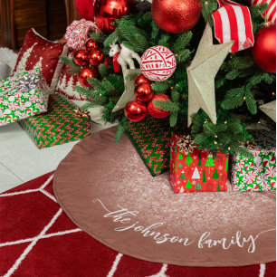 Saia Para Árvore De Natal De Poliéster Blush Rose Gold Glitter Terracotta Macio