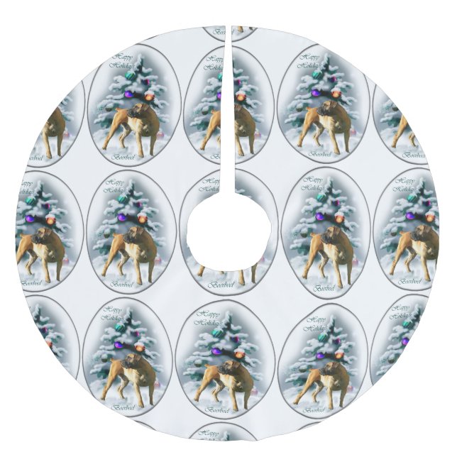 Saia Para Árvore De Natal De Poliéster Boerboel Natal (Frente)