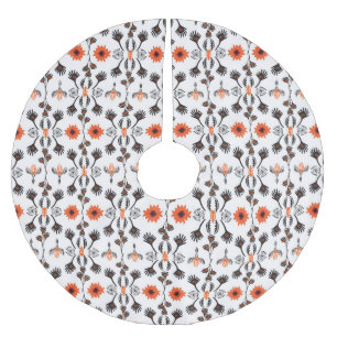 Saia Para Árvore De Natal De Poliéster Bohemian striped floral: vinheta desenhada à mão.