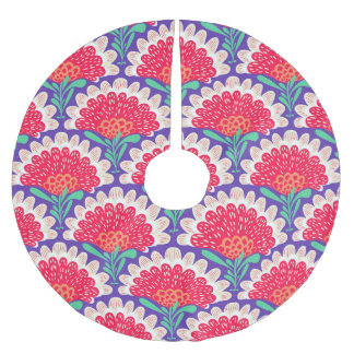 Saia Para Árvore De Natal De Poliéster Boho Chic Floral Vintage Impressão.