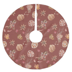 Saia Para Árvore De Natal De Poliéster Boho Christmas Watercolor Orange Slices