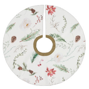 Saia Para Árvore De Natal De Poliéster Boho Elegante Natal Verde Poinsettia Rústico