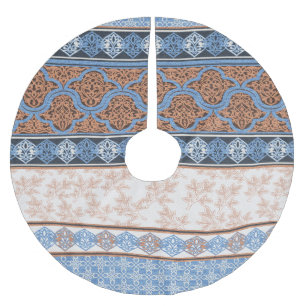 Saia Para Árvore De Natal De Poliéster Boho Floral Stripes: Coleção Étnica Sem Costura