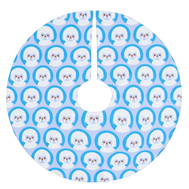 Saia Para Árvore De Natal De Poliéster Bola de neve a Fome Bichon (Frente)