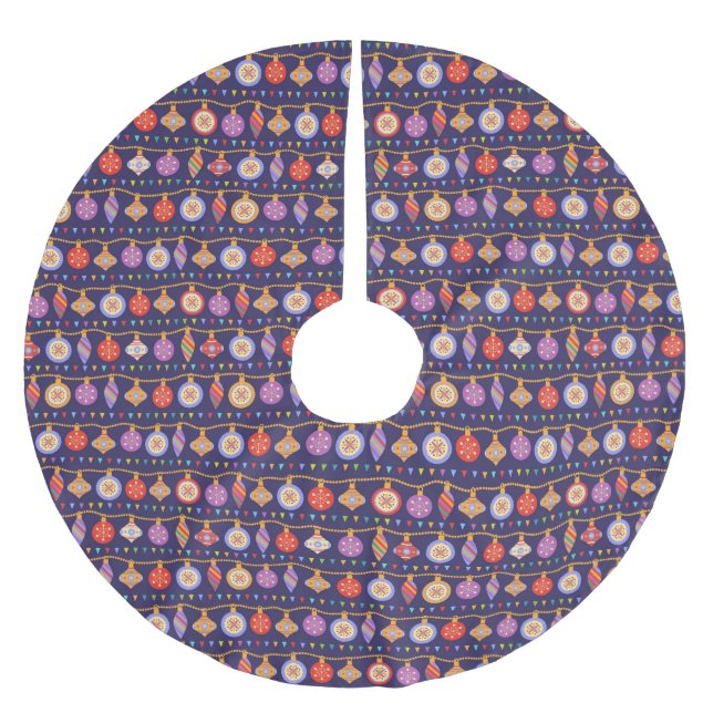 Saia Para Árvore De Natal De Poliéster Bolas do Natal (Frente)