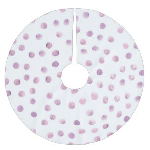 Saia Para Árvore De Natal De Poliéster Bolinhas de aquarelas, fundo geométrico cor-de-ros