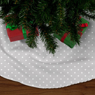 Saia Para Árvore De Natal De Poliéster Bolinhas de cinza