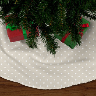 Saia Para Árvore De Natal De Poliéster Bolinhas Linen Beige Cute