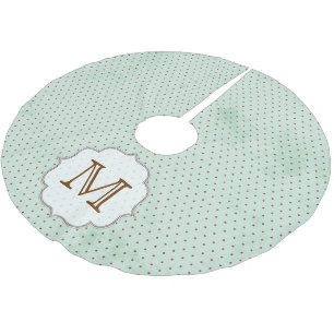 Saia Para Árvore De Natal De Poliéster Bolinhas Vermelha na Camisa Inicial do Monograma A