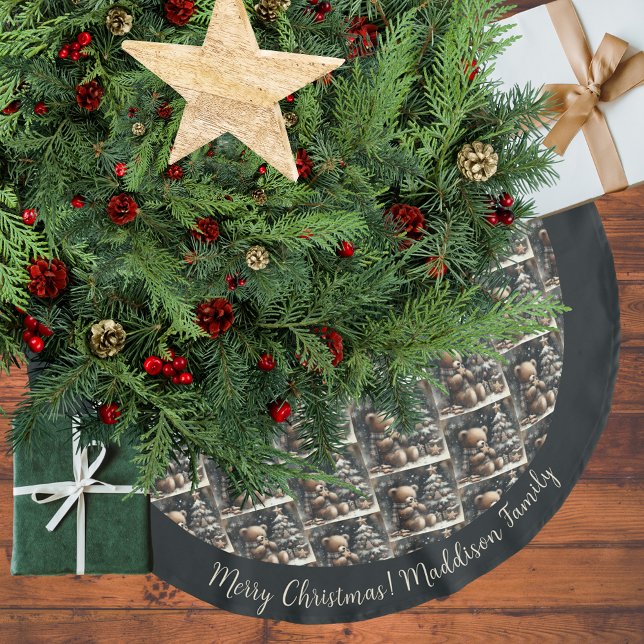 Saia Para Árvore De Natal De Poliéster Bom Natal Do Urso (Criador carregado)