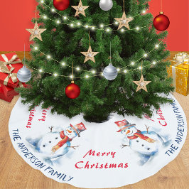 Saia Para Árvore De Natal De Poliéster Boneco de Neve Natalino em Aquarela Personalizado