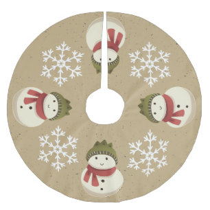 Saia Para Árvore De Natal De Poliéster Boneco de Neve Rústico Gráfico Cinza Floco de Neve