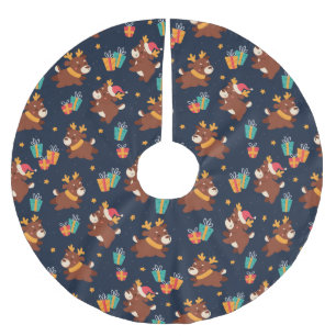 Saia Para Árvore De Natal De Poliéster Bonita Reindeer de Natal