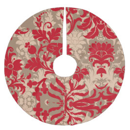 Saia Para Árvore De Natal De Poliéster Bonito Red Tan Damask Country Farmhouse