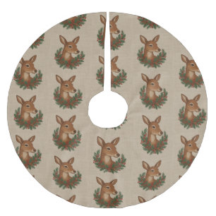 Saia Para Árvore De Natal De Poliéster Bordado russo Deer & Holiday Greens Natal