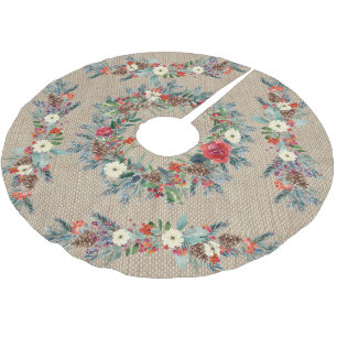 Saia Para Árvore De Natal De Poliéster Borracha russa de burlap watercolor Natal floral