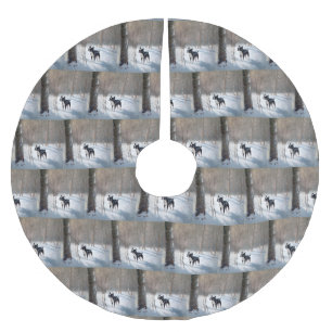 Saia Para Árvore De Natal De Poliéster Boston Terrier deixou nevar o Natal