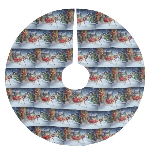 Saia Para Árvore De Natal De Poliéster Boxer Christmas Fesason Season (Frente)