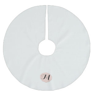 Saia Para Árvore De Natal De Poliéster Branco do inverno e monograma do cameo
