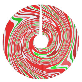 Saia Para Árvore De Natal De Poliéster Branco verde vermelho do redemoinho do bastão de