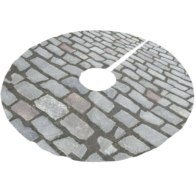 Saia Para Árvore De Natal De Poliéster Brick Cobblestone Stone Pathway Sidewalk (Inclinado)