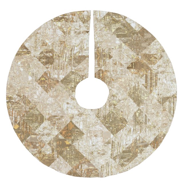 Saia Para Árvore De Natal De Poliéster Brilhante do mosaico do Ouro brilhante (Frente)