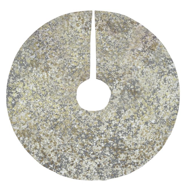 Saia Para Árvore De Natal De Poliéster Brilho Dourado Rachadura Moderno Glamour Chique (Frente)