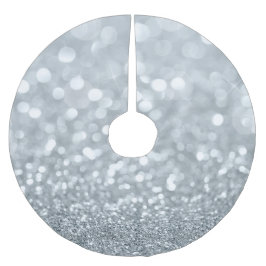 Saia Para Árvore De Natal De Poliéster Brilho Prateado Branco Bokeh Glam Brilho Cintilant