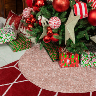 Saia Para Árvore De Natal De Poliéster Brilho Rosa Dourado Glitter Glam