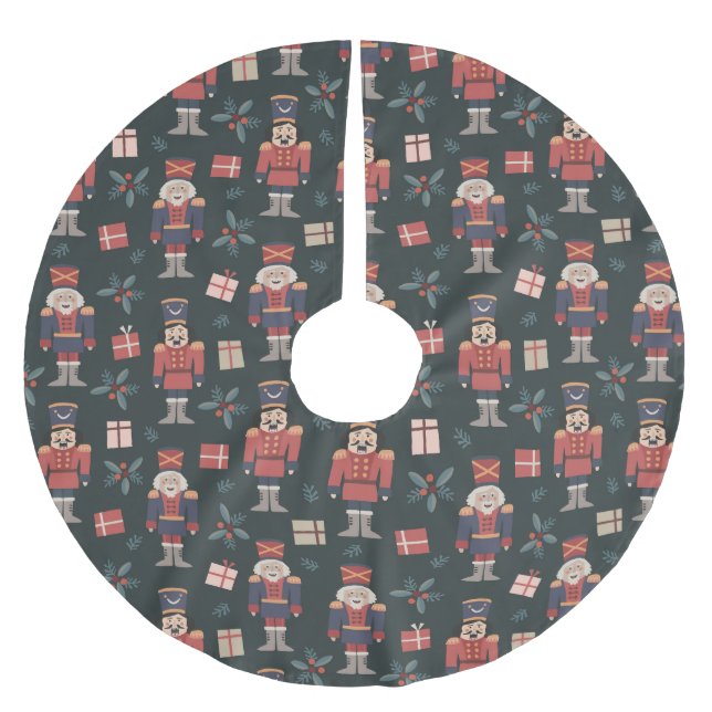 Saia Para Árvore De Natal De Poliéster Brinquedos Nutcrackers (Frente)