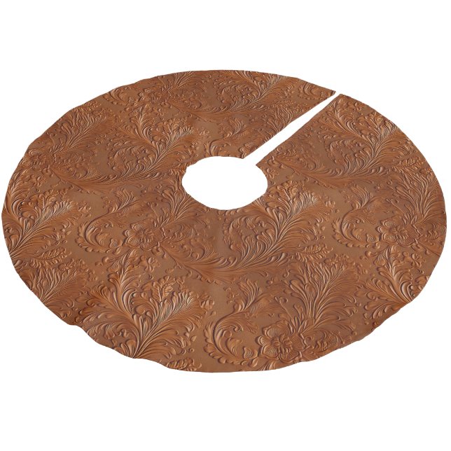 Saia Para Árvore De Natal De Poliéster Brown Tan Leaf Bohemian Southwest Cowgirl (Inclinado)