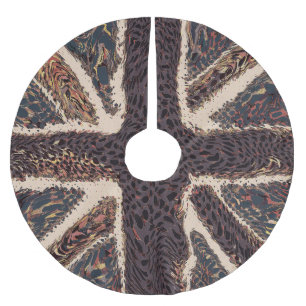 Saia Para Árvore De Natal De Poliéster Brown Union Jack Liquid Art, Animal Selvagem Padrã